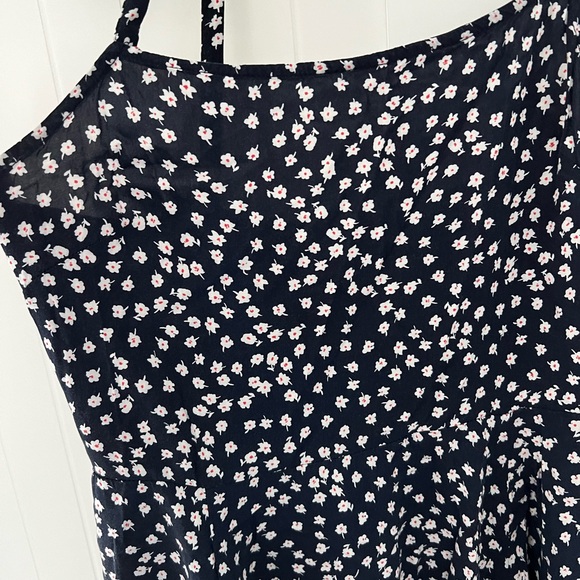 GAP women’s Xs Petite Dress navy tiny floral flower blue skater - Picture 5 of 12
